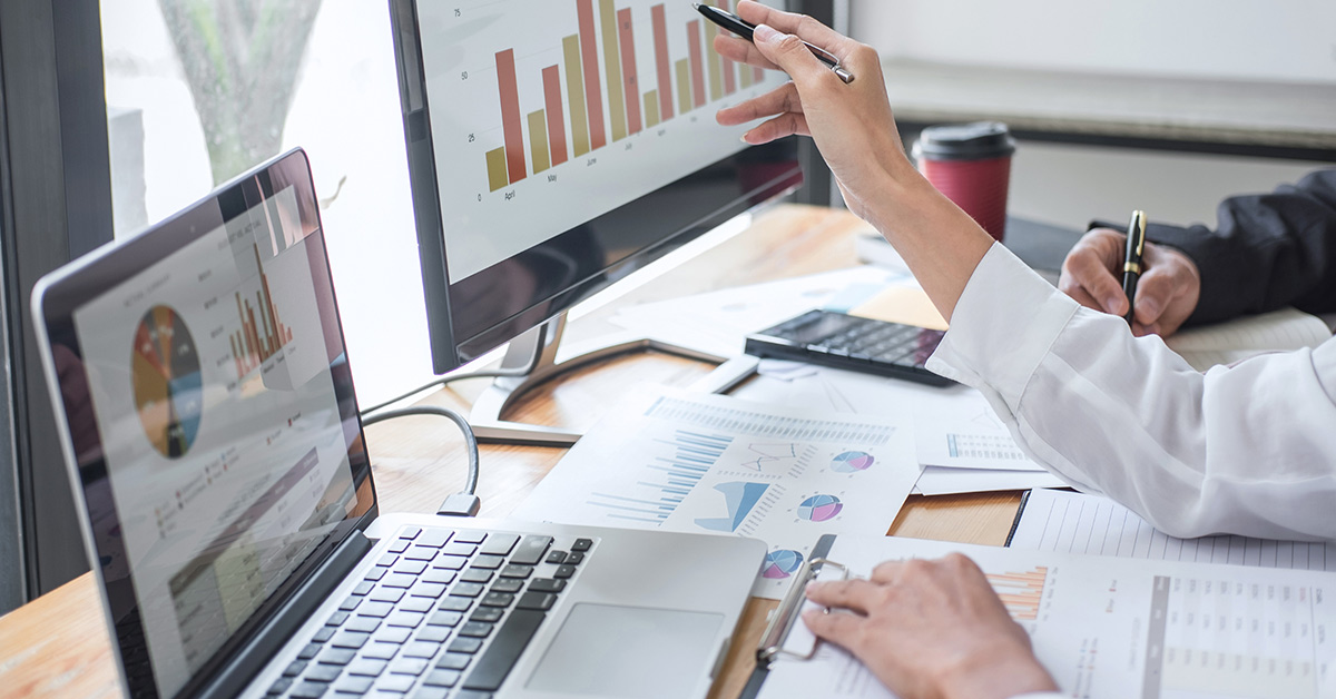 graphs on computer screens